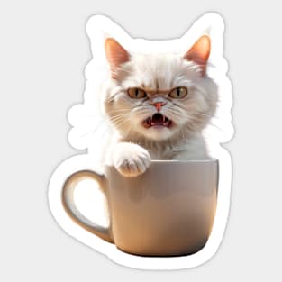 Funny Cat In Coffee Mug Crazy Mad Angry Cat Sticker